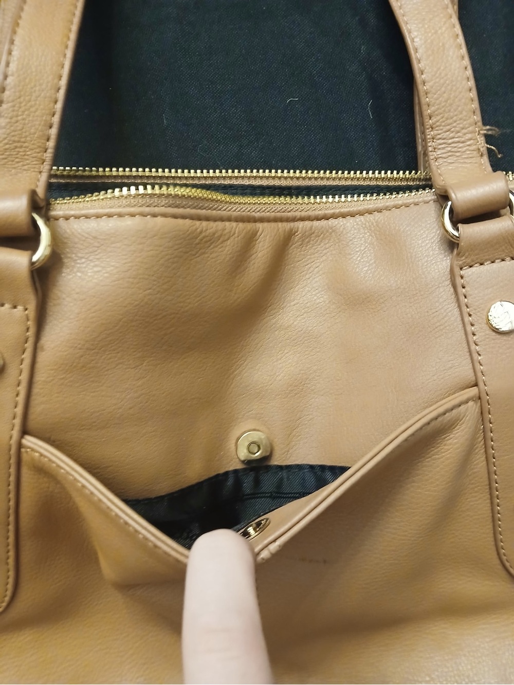 Tommy Bahama Caramel Leather Tote with Gold Accents - Picture 8 of 11
